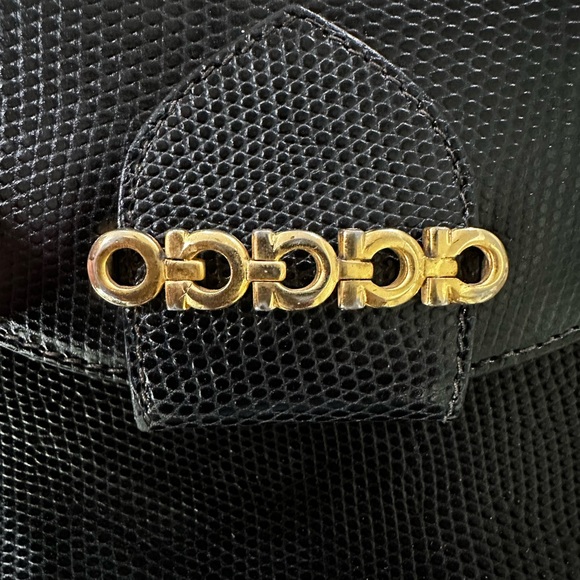 Salvatore Ferragamo BLACK Lizard
Embossed Leather Gancini Flap Crossbody Bag - Picture 5 of 14